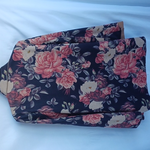 Anthropologie Solitaire Brown Floral Faux Suede Open Jacket Blazer Womens Sz S - Picture 5 of 8